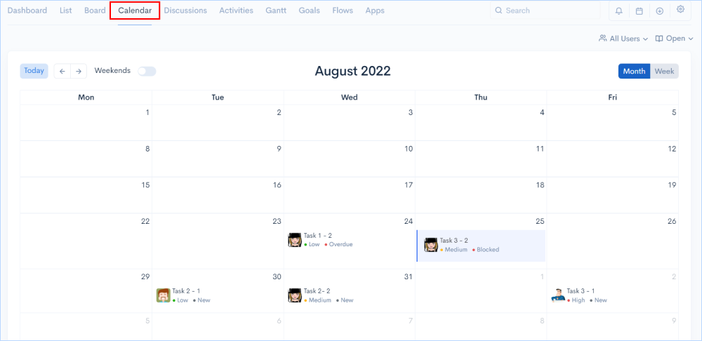 Planning in Calendar View